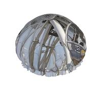 Cuffia da doccia a doppio strato per donne, riutilizzabile cuffia elastica da bagno grigia con ruota panoramica tappi per capelli impermeabili da donna spa salone doccia tappi per capelli