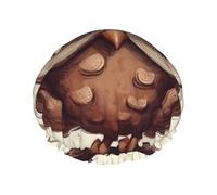 Cuffia da doccia a doppio strato per donne, riutilizzabile ed elastica, con gufo, impermeabile, da donna, per spa, salone di bellezza, doccia