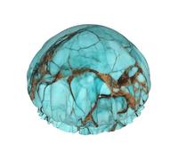 Cuffia da doccia a doppio strato per donne, riutilizzabile, elastica, cuffia da bagno in marmo turchese, impermeabile, da donna, per spa, salone, doccia