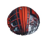 Cuffia da doccia a doppio strato per donne, riutilizzabile, elastica, cuffia da bagno Inghilterra Regno Unito retrò Londra telefono cuffia per capelli impermeabile da donna spa salone doccia cappelli