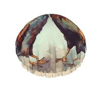 Cuffia da doccia a doppio strato per donne, riutilizzabile, elastica, cuffia da bagno per gallo e gallina, impermeabile, da donna, per spa e salone di bellezza