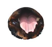 Cuffia da doccia a doppio strato per donne, riutilizzabile, elastica, cuffia da bagno Rottweiler, per cani, lingua e capelli, impermeabile, da donna, per spa e salone di bellezza