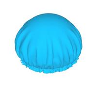 Cuffia da doccia a doppio strato tinta unita blu chiaro da donna, impermeabile e resistente, protegge i capelli durante il bagno, bellezza