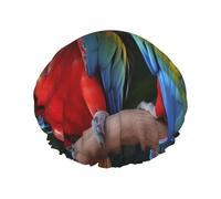 Cuffia da doccia a due pappagalli colorati per le donne riutilizzabile a doppio strato cuffia da bagno tappi per capelli fascia elastica impermeabile da donna spa salone doccia cappelli per capelli