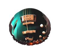 Cuffia da doccia a forma di chitarra verde musicale, per donne e uomini, regolabile, riutilizzabile, a doppio strato, impermeabile, fodera in EVA, fascia elastica per capelli per tutte le lunghezze di