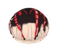 Cuffia da doccia a forma di piccolo ragno rosso, grande, riutilizzabile, a doppio strato, impermeabile, con fascia elastica, per tutte le acconciature, adatta ai viaggi