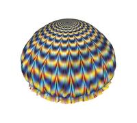 Cuffia da doccia a spirale con stampa illusione ottica gif per donne e uomini, riutilizzabile a doppio strato con fascia elastica, L