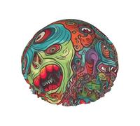 Cuffia da doccia astratta mostro per le donne riutilizzabile a doppio strato cuffia da bagno tappi per capelli fascia elastica impermeabile da donna spa salone doccia cappelli per capelli