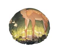 Cuffia da doccia Bambi da donna, impermeabile, riutilizzabile, con cordino elastico lavabile, adatta per capelli lunghi e trecce, ideale per la doccia.