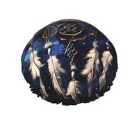 Cuffia da doccia bianca Fantasy Dream Catcher per le donne riutilizzabile a doppio strato cuffia da bagno tappi per capelli fascia elastica impermeabile da donna spa salone doccia cappelli per capelli