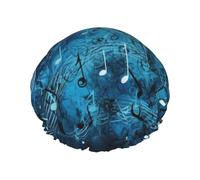 Cuffia da doccia blu con note musicali per le donne riutilizzabile a doppio strato cuffia da bagno tappi per capelli fascia elastica impermeabile da donna spa salone doccia cappelli per capelli