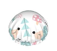 Cuffia da doccia Blue Pink Hedgehog Forest Cuffia da bagno riutilizzabile Elastic Bathing Shower Hat Soft Waterproof For Hair Caps of All Hair Lengths