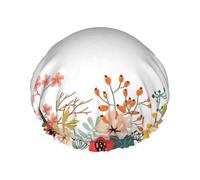 Cuffia da doccia botanica con fiori estivi, cuffie da bagno elastiche e riutilizzabili, cuffia da doccia a doppio strato impermeabile, cuffie da doccia da bagno