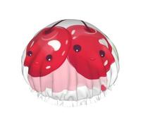 Cuffia da doccia carina con ciliegie per donne e uomini, grande, riutilizzabile, a doppio strato, impermeabile, con fascia elastica, per tutte le acconciature, adatta ai viaggi