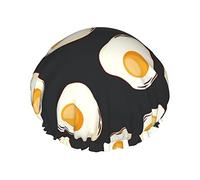 Cuffia da doccia Cibo Uova fritte Cuffia da bagno riutilizzabile scura Cuffia da bagno elastica Cappello da doccia morbido Impermeabile per cappucci per capelli di tutte le lunghezze