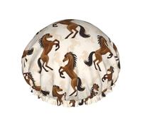 Cuffia da doccia classica a doppio strato riutilizzabile da donna con fodera in PEVA e corda elastica