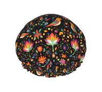 Cuffia da doccia classica con stampa floreale da donna, riutilizzabile a doppio strato, fascia elastica per capelli lunghi, cuffia da bagno per doccia