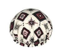 Cuffia da doccia classica con stampa rosso vino per donne, riutilizzabile a doppio strato con fascia elastica per capelli lunghi da bagno per doccia