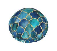 Cuffia da doccia classica con stampa verde da donna, riutilizzabile a doppio strato, fascia elastica per capelli lunghi, cuffia da bagno per doccia