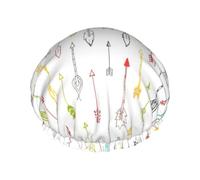 Cuffia da doccia colorata disegnata a mano con frecce in stile boho per le donne riutilizzabile a doppio strato elegante morbida cuffia da bagno con fodera elastica