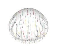 Cuffia da doccia colorata disegnata a mano con frecce in stile boho, riutilizzabile, a doppio strato, mantiene i capelli asciutti, si adatta a tutte le teste