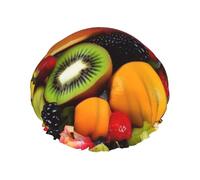 Cuffia da doccia colorata per donne e uomini, regolabile, riutilizzabile, a doppio strato, impermeabile, fodera in EVA, fascia elastica per capelli per tutte le lunghezze di capelli