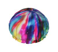 Cuffia da doccia colorata per donne e uomini, regolabile, riutilizzabile, a doppio strato, impermeabile, fodera in EVA, fascia elastica per capelli per tutte le lunghezze di capelli