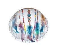 Cuffia da doccia con acchiappasogni ad acquerello, riutilizzabile, a doppio strato, impermeabile, con fascia elastica, per bagno, spa, salone, doccia, per donne e uomini