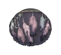 Cuffia da doccia con acchiappasogni, per donne e uomini, grande, riutilizzabile, a doppio strato, impermeabile, con fascia elastica, per tutte le acconciature, adatta ai viaggi