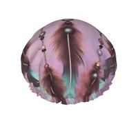 Cuffia da doccia con acchiappasogni, per donne e uomini, grande, riutilizzabile, a doppio strato, impermeabile, con fascia elastica, per tutte le acconciature, adatta ai viaggi