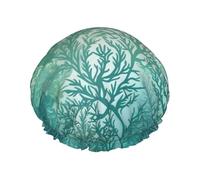 Cuffia da doccia con alghe verdi blu mare per le donne riutilizzabile a doppio strato cuffia da bagno tappi per capelli fascia elastica impermeabile da donna spa salone doccia cappelli per capelli