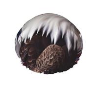 Cuffia da doccia con aquila calva con bandiera americana, per donne e uomini, grande, riutilizzabile, a doppio strato, impermeabile, con fascia elastica, per tutte le acconciature, adatta ai viaggi