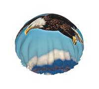 Cuffia da doccia con aquila volante con varie attività, riutilizzabile, morbida e leggera, per capelli lunghi