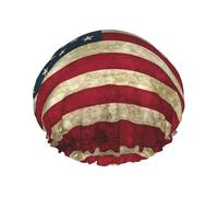 Cuffia da doccia con bandiera americana per donne, cuffie da bagno elastiche e riutilizzabili, cuffia da doccia a doppio strato impermeabile, cuffie da doccia da bagno