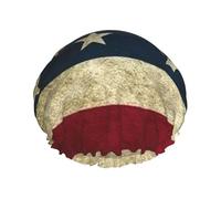 Cuffia da doccia con bandiera americana, unisex, riutilizzabile, impermeabile, antiscivolo, ad asciugatura rapida, grande, per capelli lunghi e corti
