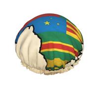 Cuffia da doccia con bandiera del Congo Map02, da donna, riutilizzabile, grande, per uomo, ad asciugatura rapida, per capelli lunghi e corti