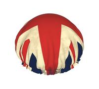 Cuffia da doccia con bandiera del Regno Unito per le donne riutilizzabile a doppio strato cuffia da bagno cuffia per capelli impermeabile fascia elastica da donna spa salone doccia cappelli per