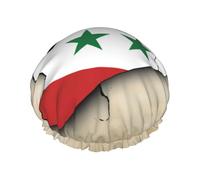 Cuffia da doccia con bandiera della Repubblica Araba Siriana Map02, da donna, riutilizzabile, grande, da uomo, ad asciugatura rapida, per capelli lunghi e corti
