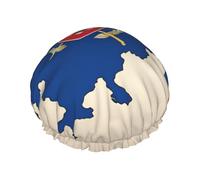 Cuffia da doccia con bandiera della Slovenia Map02, morbida e foderata, a doppio strato, lavabile, ampia fascia elastica per capelli