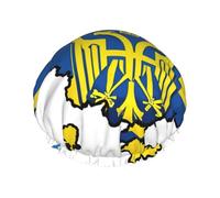 Cuffia da doccia con bandiera dell'Ucraina 01, morbida e foderata, a doppio strato, lavabile, con fascia elastica larga