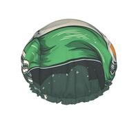 Cuffia da doccia con bandiera irlandese volante, riutilizzabile, a doppio strato, impermeabile, con fascia elastica, cappello da bagno per spa, salone, doccia, per donne e uomini