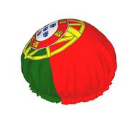 Cuffia da doccia con bandiera portoghese per donne, cuffie da bagno elastiche e riutilizzabili, cuffia da doccia a doppio strato impermeabile, cuffie da doccia da bagno