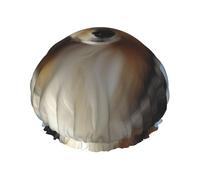 Cuffia da doccia con cane Shetland per donne e uomini, regolabile, riutilizzabile, a doppio strato, impermeabile, fodera in EVA, fascia elastica per capelli per tutte le lunghezze