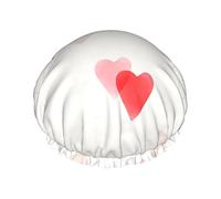 Cuffia da doccia con cuori disegnati a mano, cuffia da doccia riutilizzabile per donna, capelli lunghi, cappello da doccia impermeabile a doppio strato, protezione per capelli per bambini, ragazze,