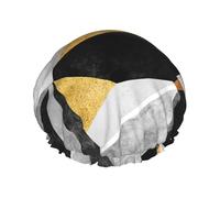 Cuffia da doccia con doppia fascia elastica impermeabile in marmo nero con orecchie arricciate da cucina a prova di olio cofano può essere riutilizzata