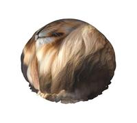 Cuffia da doccia con due leoni per donne e uomini, grande, riutilizzabile, a doppio strato, impermeabile, con fascia elastica, per tutte le acconciature, adatta ai viaggi