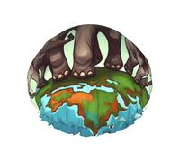 Cuffia da doccia con elefanti per donne e uomini, grande, riutilizzabile, a doppio strato, impermeabile, con fascia elastica, per tutte le acconciature, adatta ai viaggi