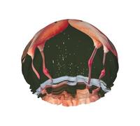 Cuffia da doccia con fenicotteri che si baciano nel lago, riutilizzabile, a doppio strato, impermeabile, con fascia elastica, cappello da bagno per spa, salone, doccia, per donne e uomini