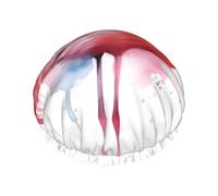 Cuffia da doccia con fenicottero rosa ad acquerello per le donne riutilizzabile a doppio strato cuffia da bagno tappi per capelli fascia elastica impermeabile da donna spa salone doccia cappelli per