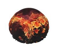 Cuffia da doccia con fiori di fuoco e cuore per le donne riutilizzabile a doppio strato cuffia da bagno tappi per capelli fascia elastica impermeabile da donna spa salone doccia cappelli per capelli